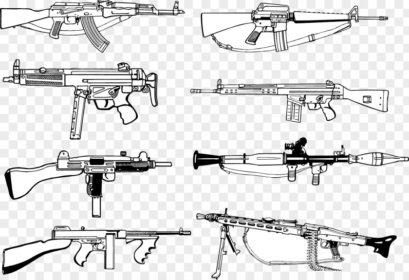 Vector Firearms And Ammunition Firearm Weapon AK-47 Machine Gun PNG