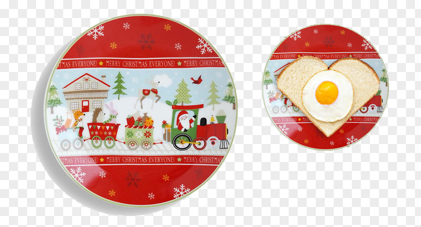 Red Christmas Train Tray Santa Claus Ornament PNG