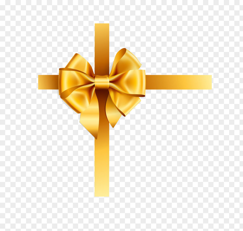 Yellow Bow Gift Wrapping Ribbon And Arrow PNG