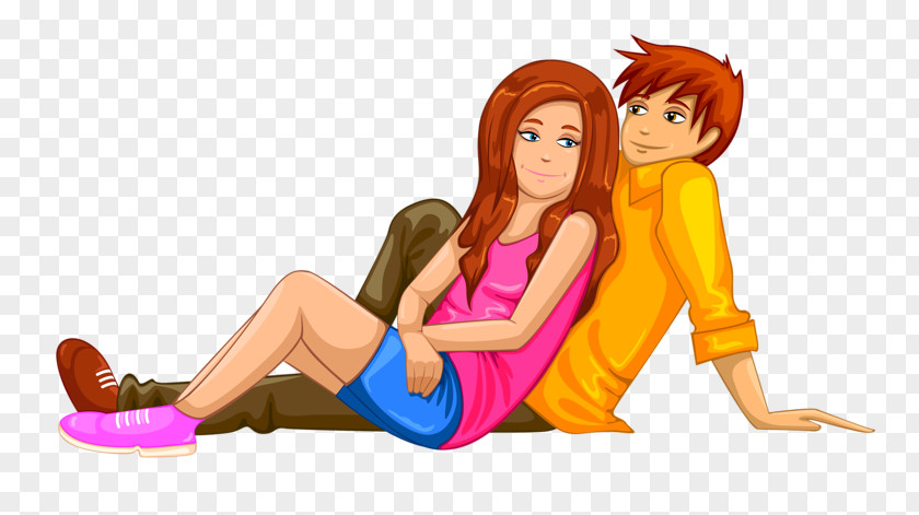 Leisurely Couple Illustration PNG