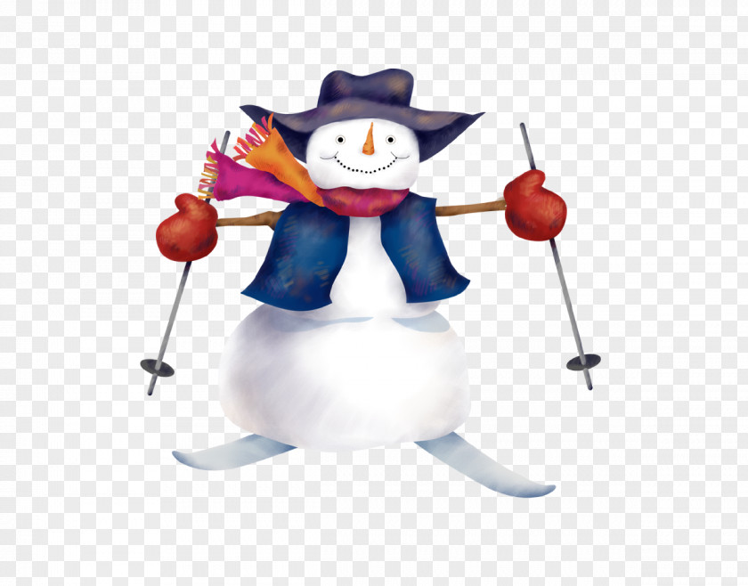 Skiing Snowman Christmas PNG