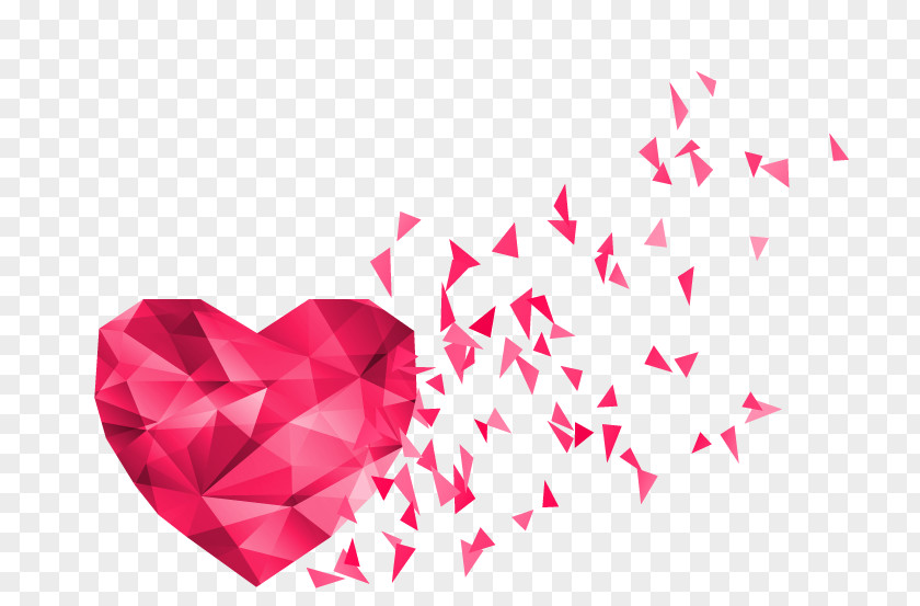 Beautiful Three-dimensional Floating Heart Confetti Download PNG