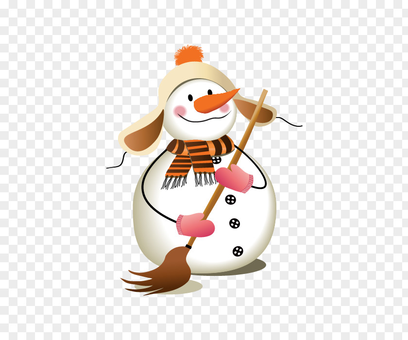 Christmas Snowman Holding A Broom Ornament Tree Party PNG