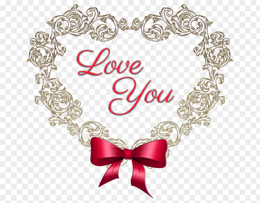 Heart With Red Bow Love You Clipart Picture Clip Art PNG