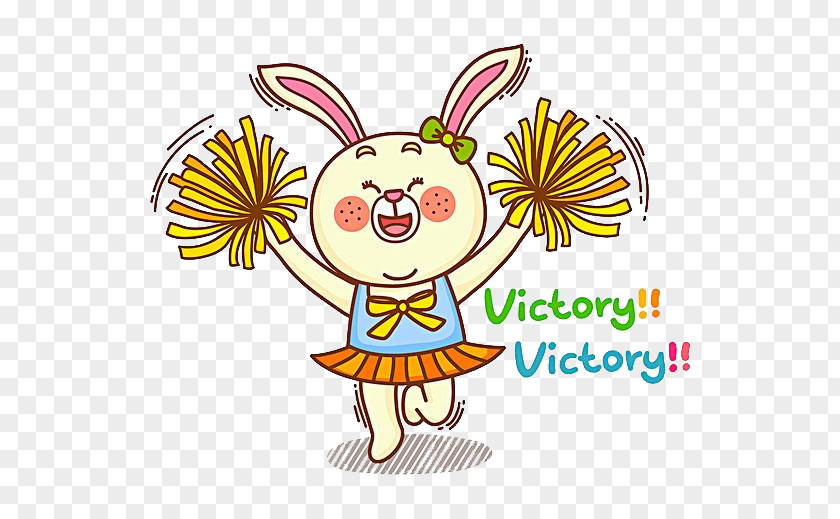 Cheerleader Rabbit Easter Bunny Dance Illustration PNG