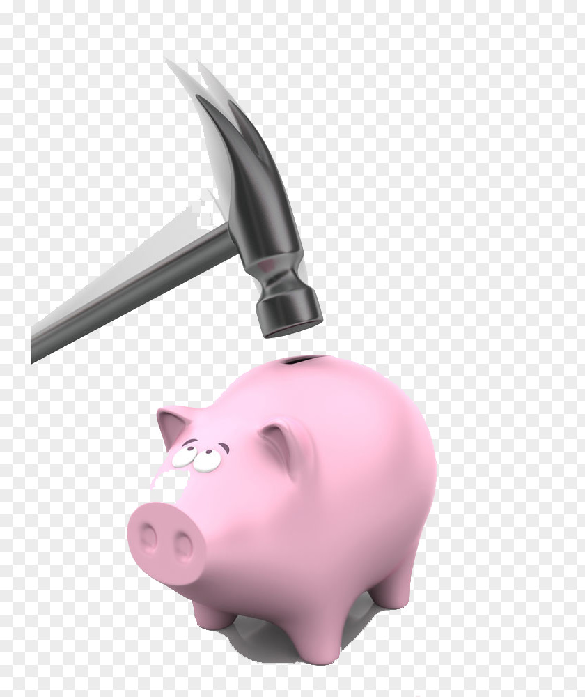 Hammer And Piggy Bank High-purity Buckle Material Saving Drawing Illustration PNG