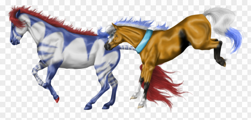 Dynamic Duo Mustang Mane Foal Stallion Halter PNG