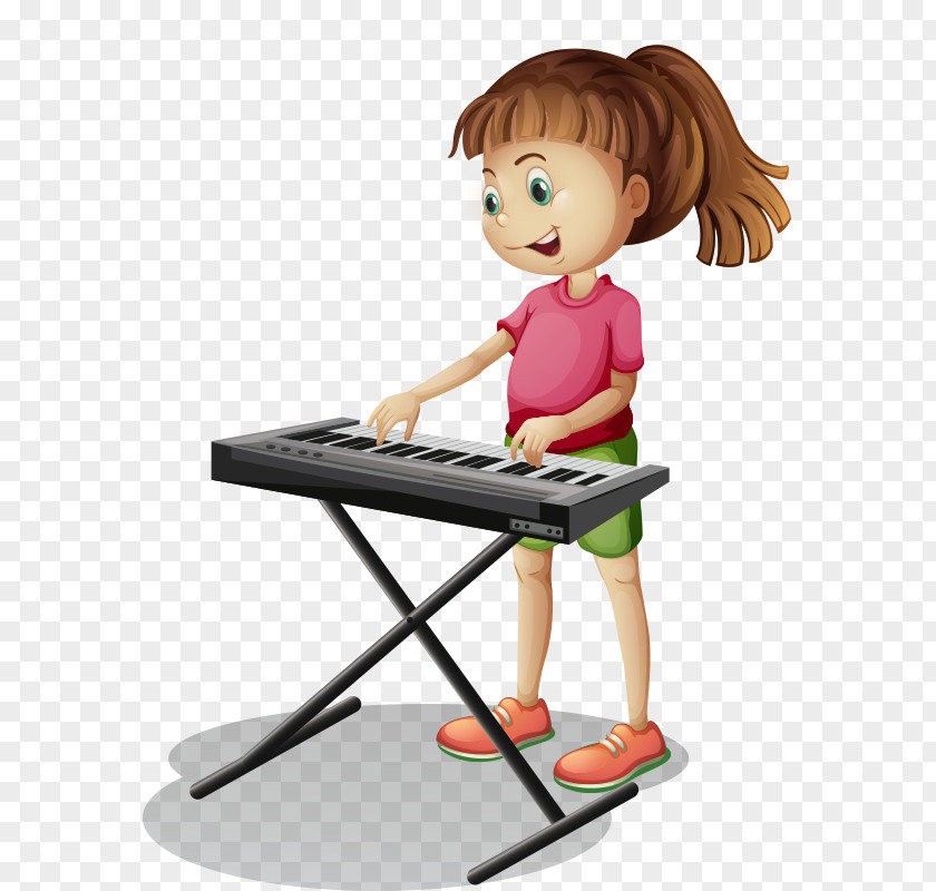 Cute Cartoon Children Play The Keyboard Piano Stock Photography Illustration PNG