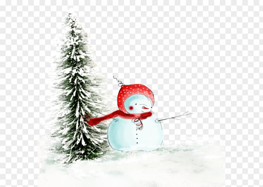 Snowman And Pine Desktop Wallpaper Winter Christmas Clip Art PNG