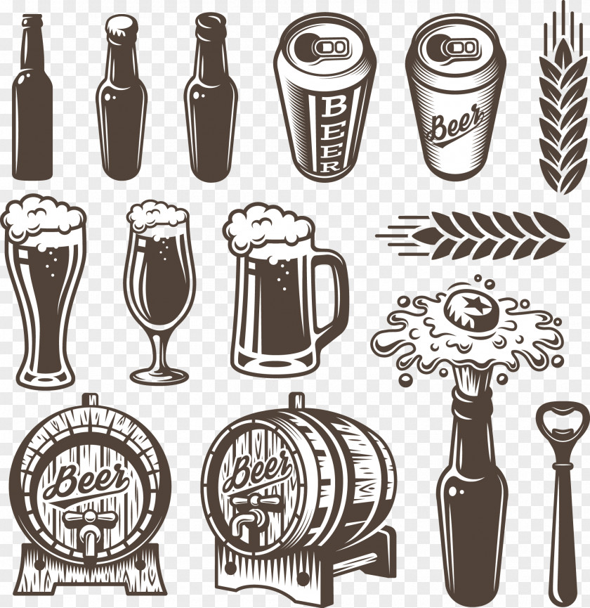 Vector Bottles Beer Glassware Brewery Brewing PNG