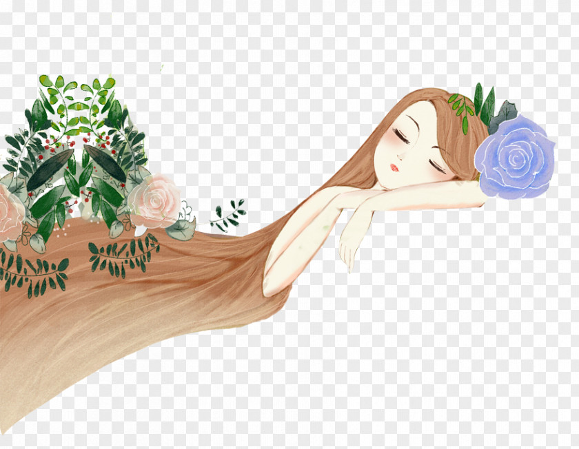 Hand-painted Sleeping Beauty Material Download Poster International Womens Day PNG