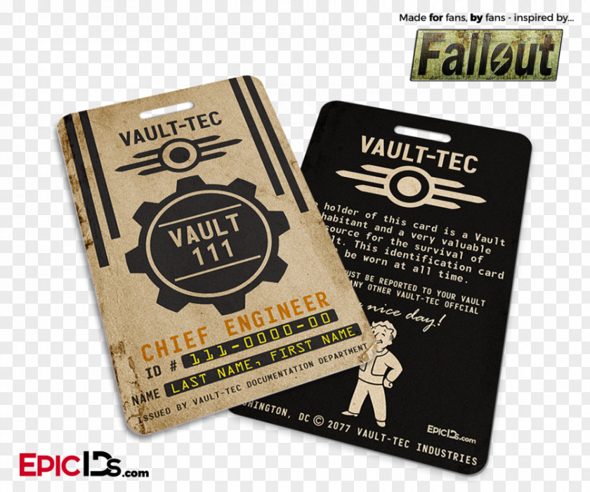 Name Tag Mockup Fallout Wasteland Video Game The Vault Badge PNG