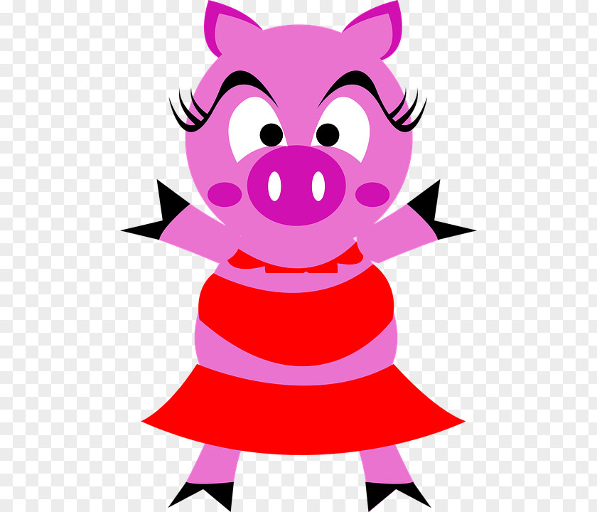 Pink Angry Boar Domestic Pig Porky Cartoon Clip Art PNG