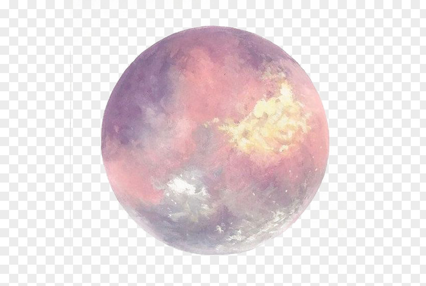 Watercolor Planet Full Moon Painting Art PNG