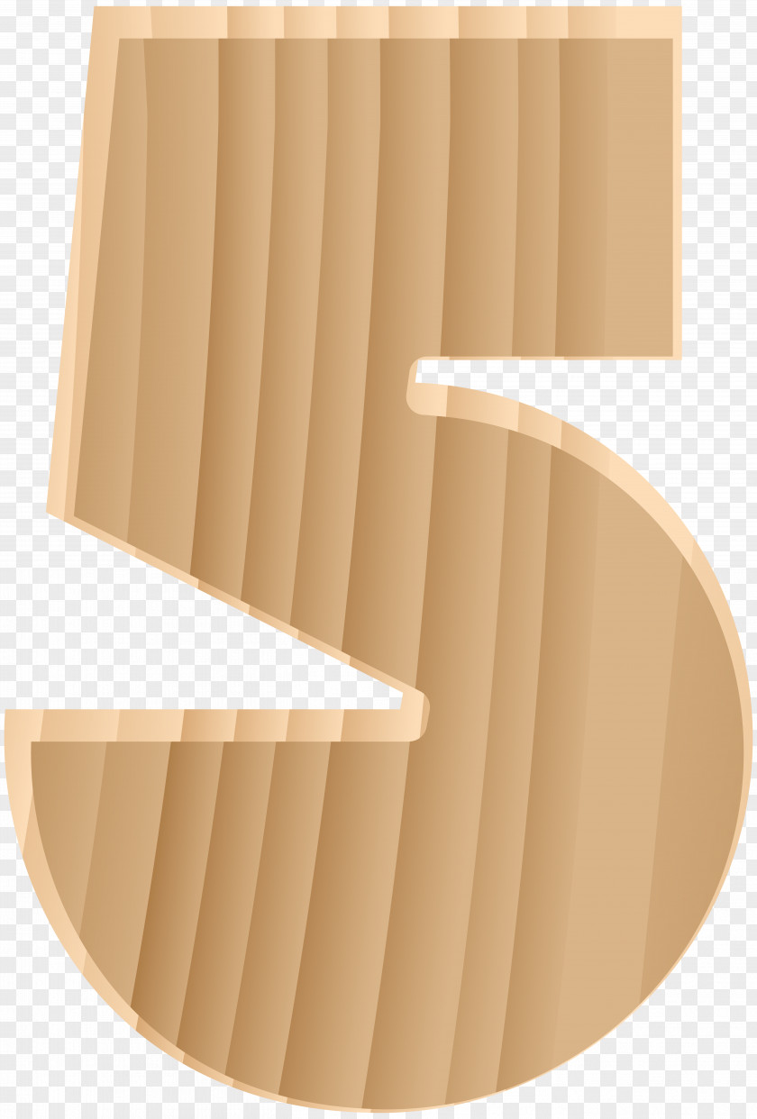 Wooden Number Five Transparent Clip Art Image Plywood Angle Beige PNG