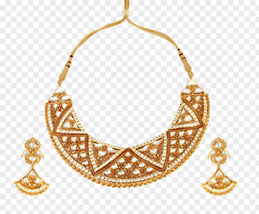 Necklace Gold Kundan Glass Chain PNG