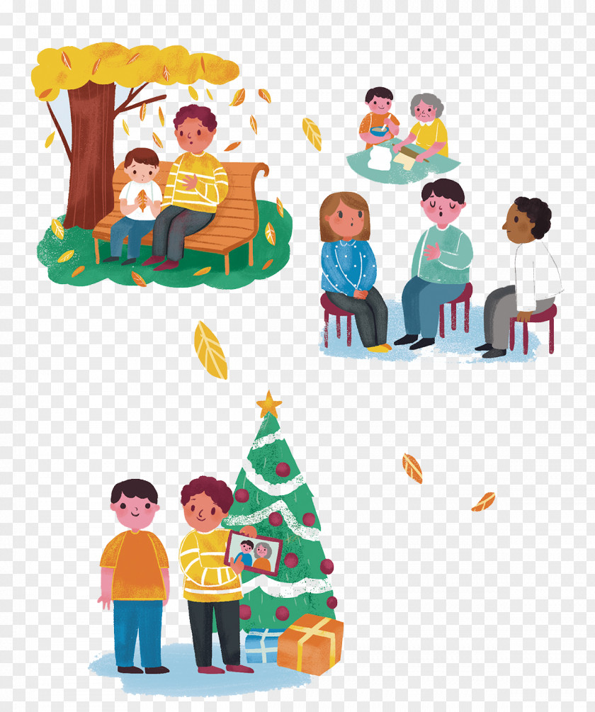 Cartoon Autumn Family Activities Illustration PNG