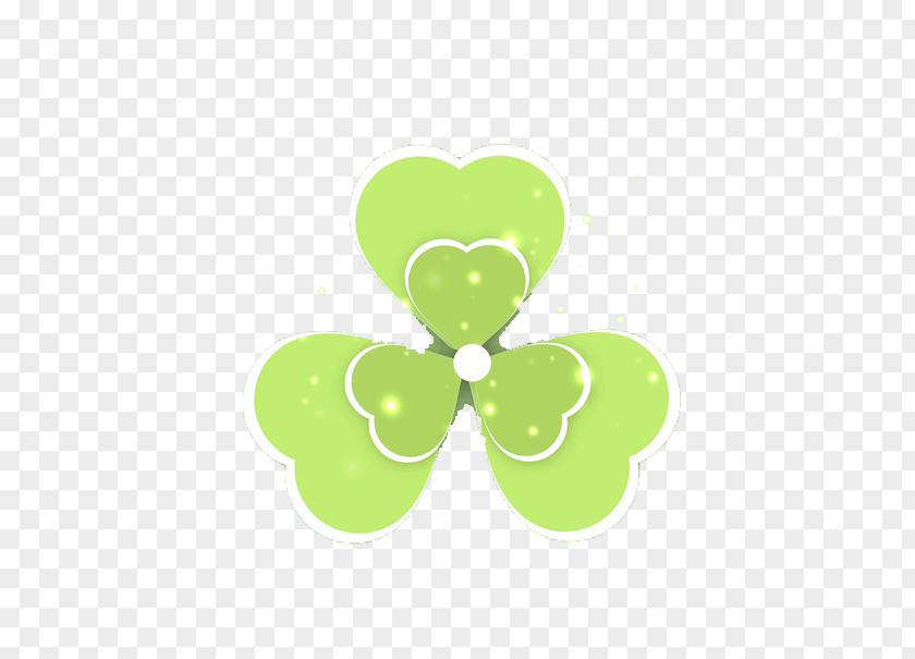 Heart-shaped Green Clover Leaf Computer File PNG