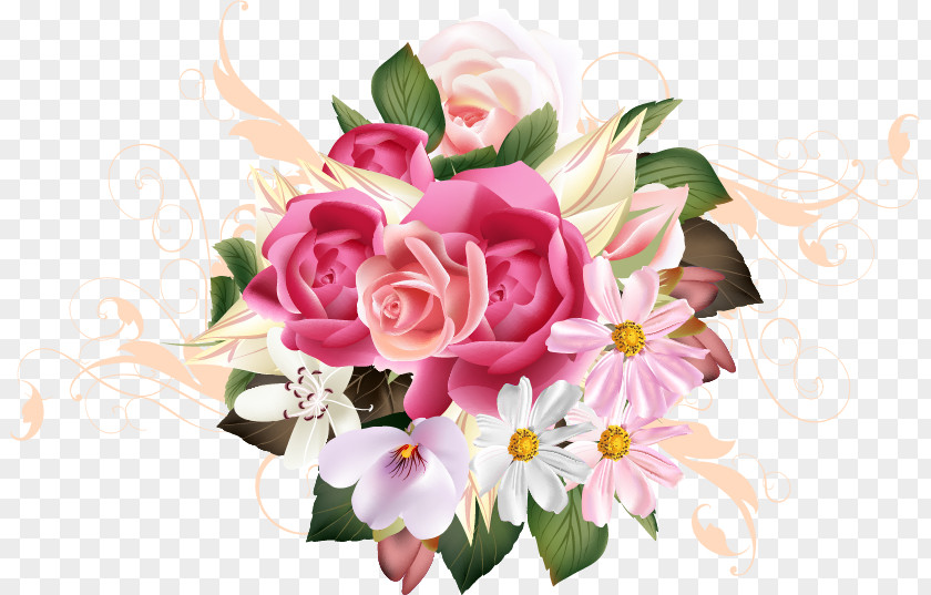Romantic Roses Garden Cut Flowers Floral Design PNG