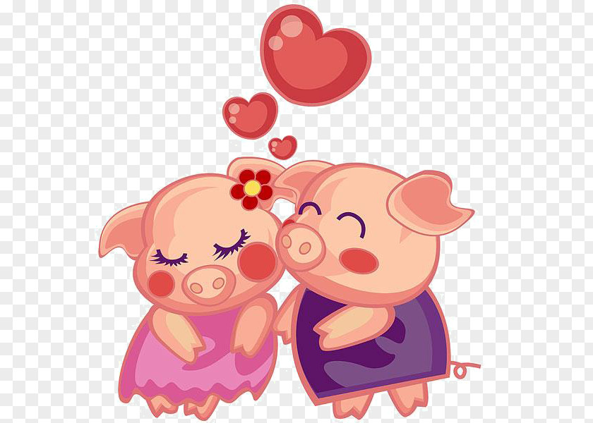 Cartoon Couple Pig Material Domestic Porky Miss Piggy PNG