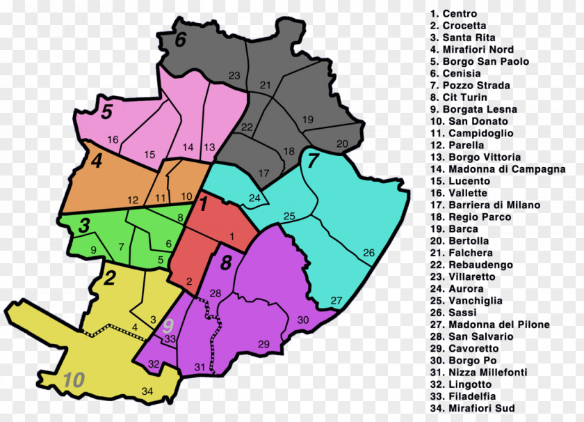 Map Circoscrizione Cavoretto Circoscrizioni Di Torino Borgo Po PNG