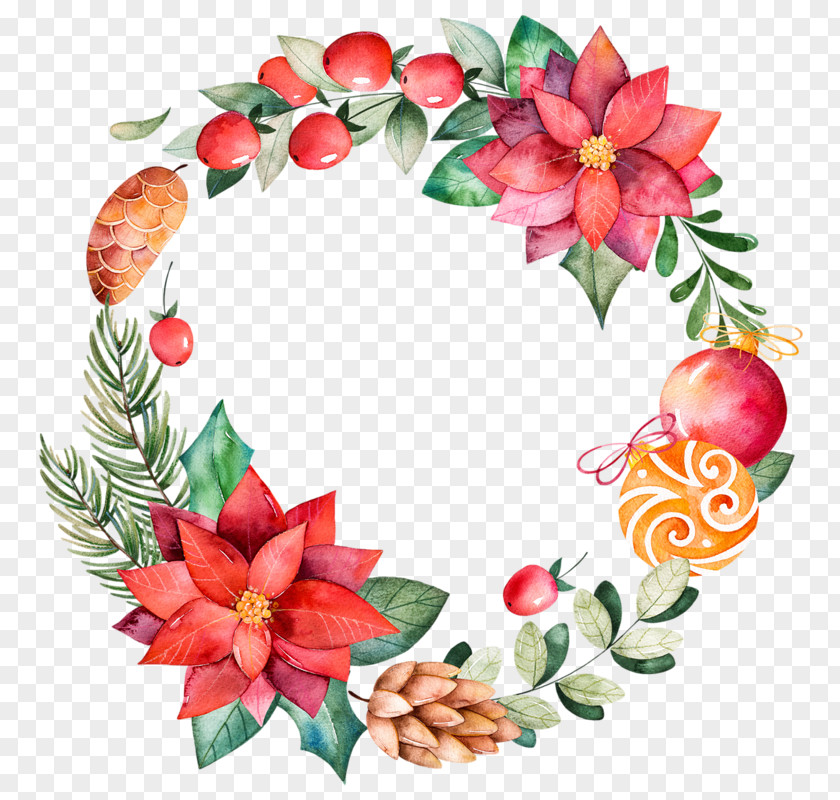 Pine Christmas Poinsettia PNG
