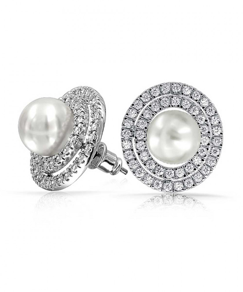 Pearls Earring Jewellery Pearl Cubic Zirconia Bride PNG