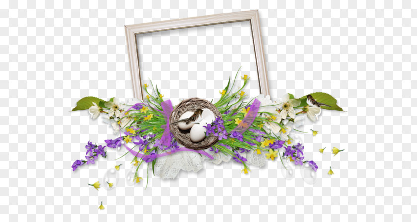 Purple Green Floral Border Easter Clip Art PNG