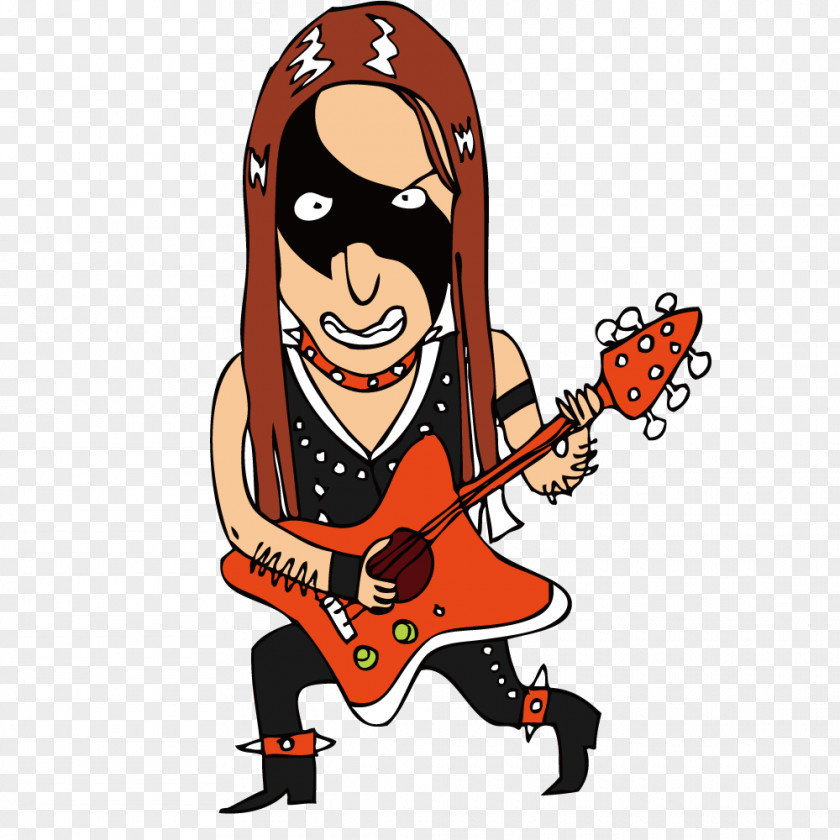 Rock Guitarist Cartoon Illustration PNG