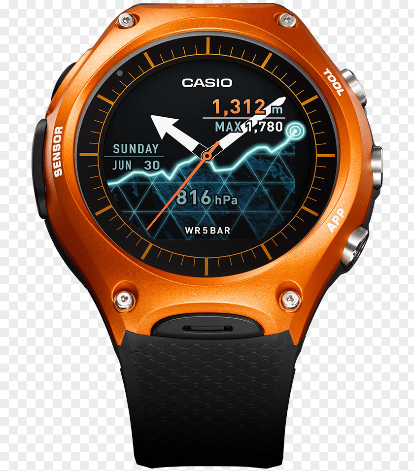 Watch Casio Smart Outdoor WSD-F10 The International Consumer Electronics Show Smartwatch PNG