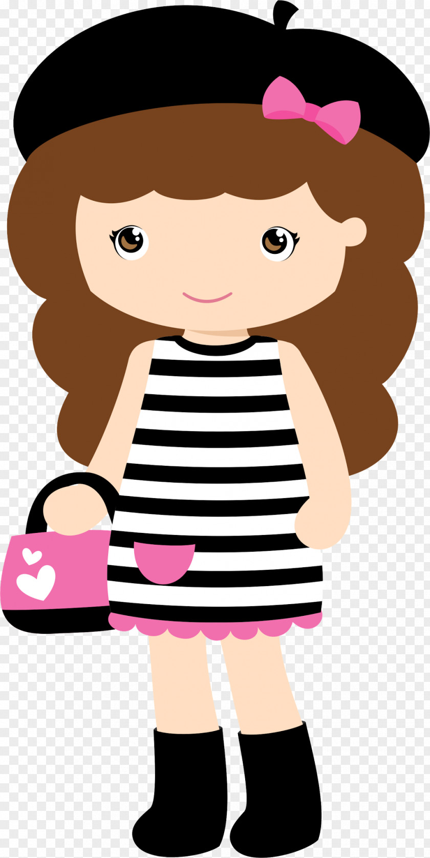 Toddler Child Cartoon Clip Art Pink Brown Hair PNG
