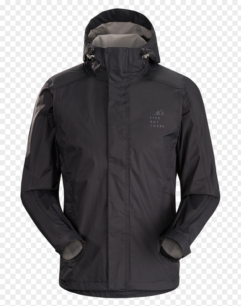 Blue Black Jacket With Hood Zipper Clothing Raincoat Parka PNG