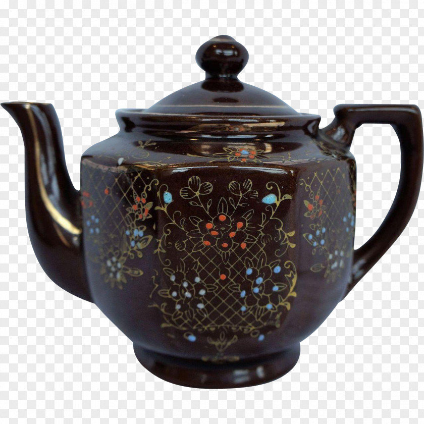 Hand Painted Teapot Kettle Pottery Ceramic Tennessee PNG