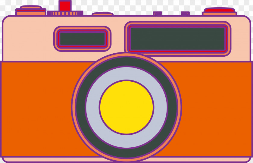 Vector Orange Flat Retro Camera Photographic Film PNG