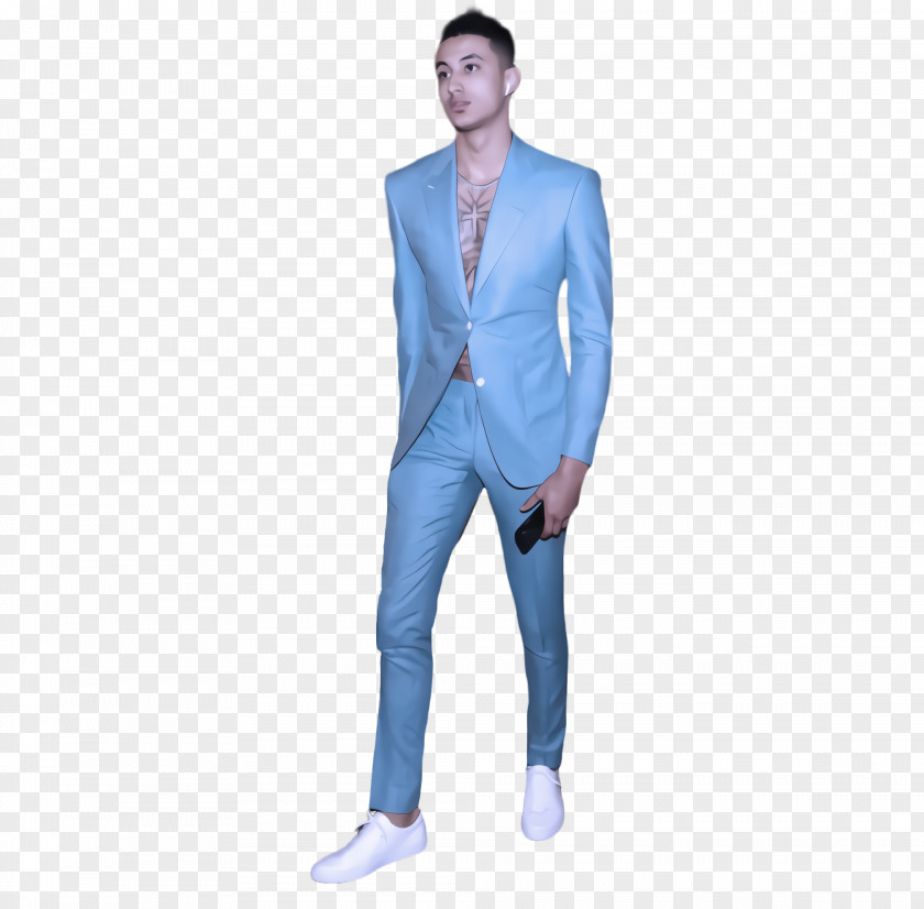 Jacket Turquoise Clothing Blue Suit Jeans Standing PNG