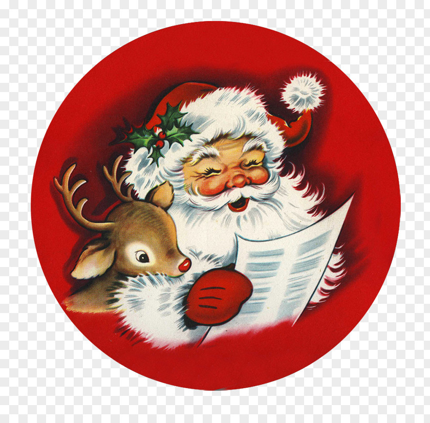 Santa Claus Christmas Ornament Reindeer Wish List PNG