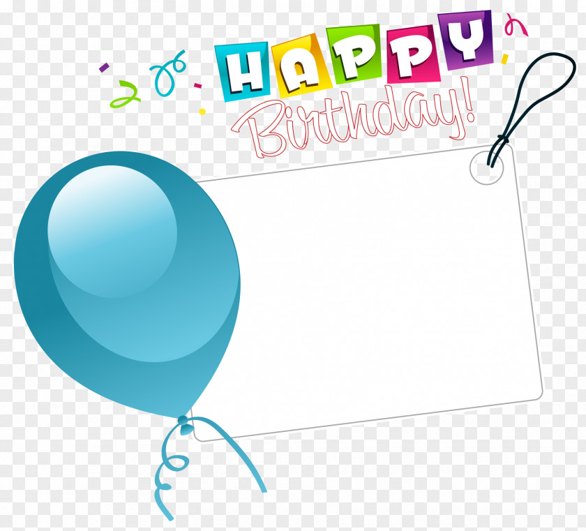 Happy Birthday Transparent Sticker With Blue Balloon Greeting Card Clip Art PNG