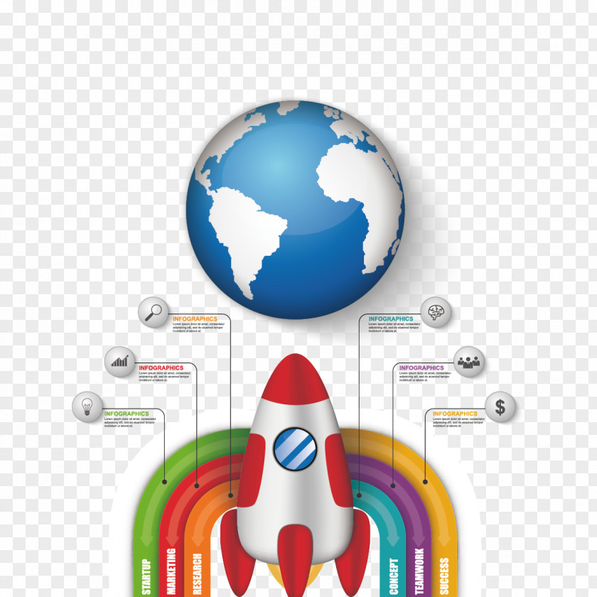 Vector Rocket And Earth Graphic Design Infographic PNG