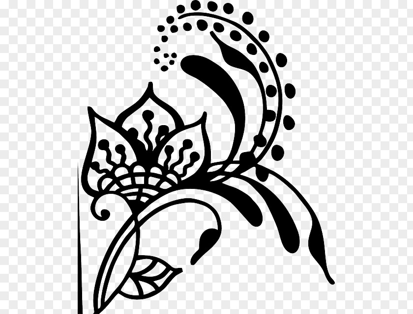 Flowers And Whirlpools Henna Mehndi Drawing Clip Art PNG