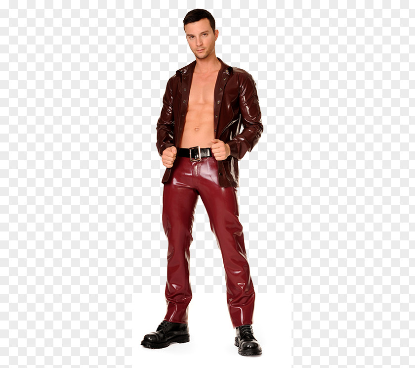 Snap Fastener Leather Jacket Material Maroon PNG