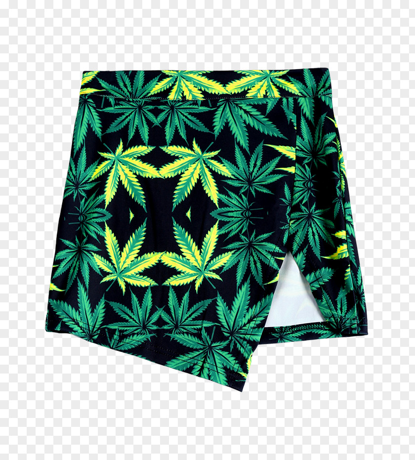 Watercolor Green Leaves T-shirt Miniskirt Shorts Waist PNG