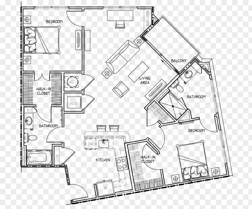 2D Floor Plan Centric Gateway Apartments Technical Drawing PNG