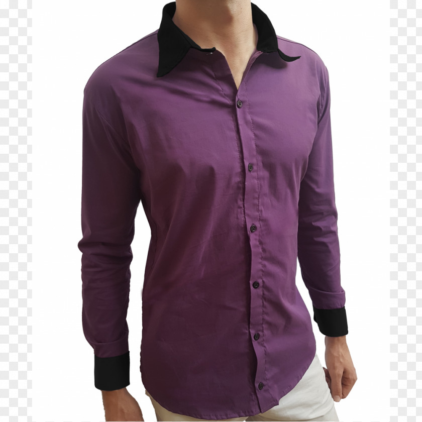 Shirt Fashion Sleeve Slim-fit Pants Purple PNG