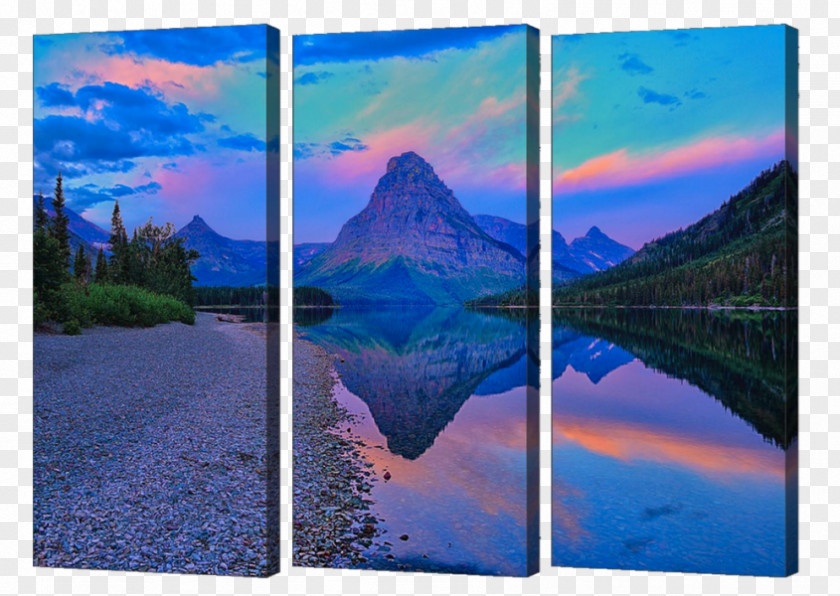 Painting Triptych Two Medicine Lake Art PNG