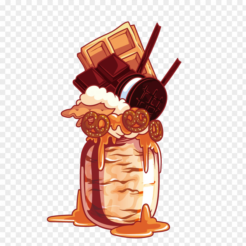 Vector Delicious Chocolate Ice Cream Milkshake Cocktail Waffle PNG