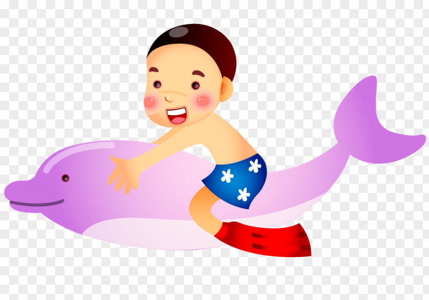 Boy Riding A Dolphin Gratis Clip Art PNG