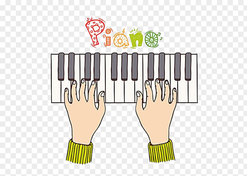 Hand-painted Piano And Hand Photography Drawing Illustration PNG