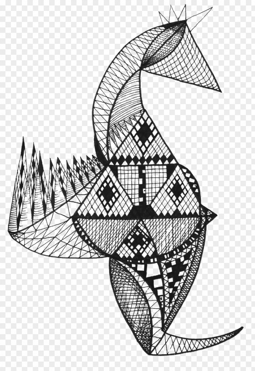 Zentangle Vector Sailing Ship Visual Arts Illustration Fish Line Art PNG