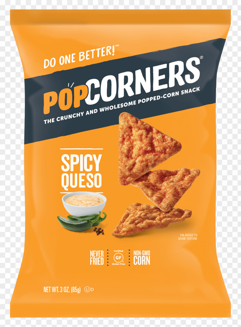 1 Oz.Chefs Garlic Keeper Breakfast Cereal Popcorners Chips Spicy Queso Popped Corn PNG