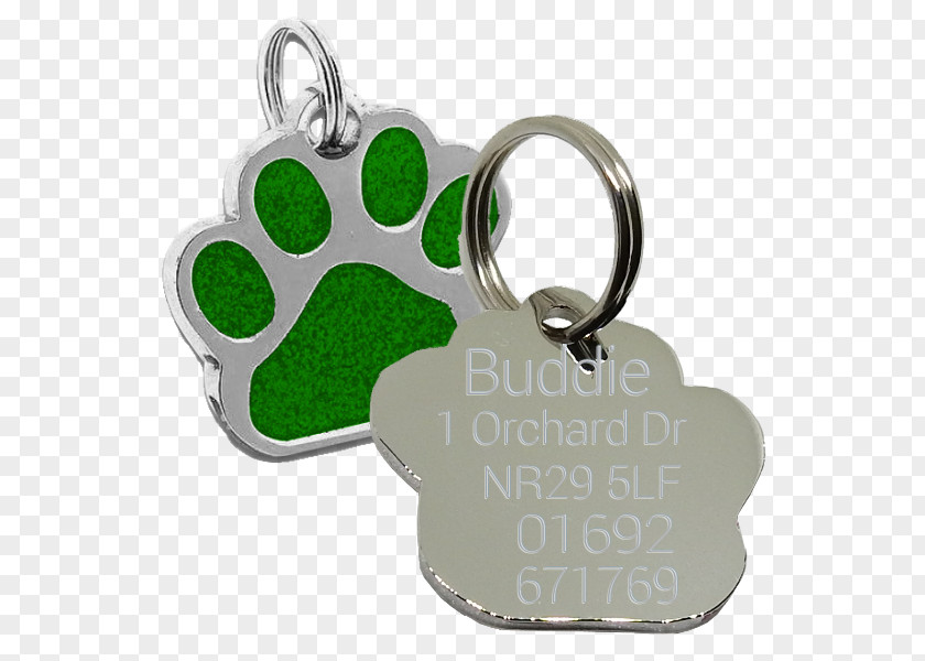Glitter Green Key Chains Dog Tag Cat Paw Pet PNG